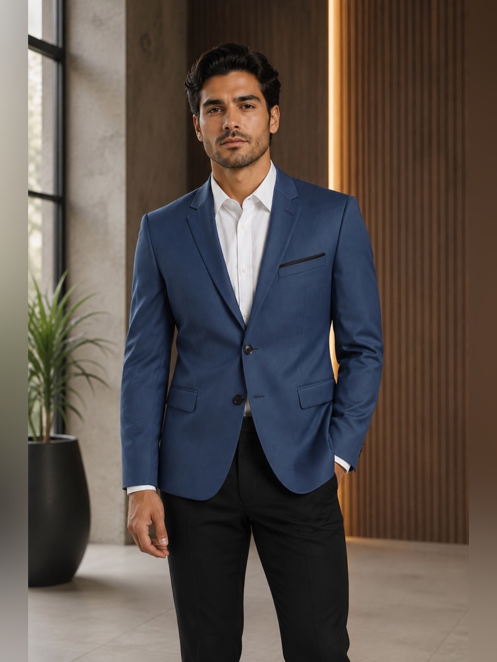 New The Kooples Men’s Blue Wool-Blend Suit Jacket – Size FR 46/ US 36